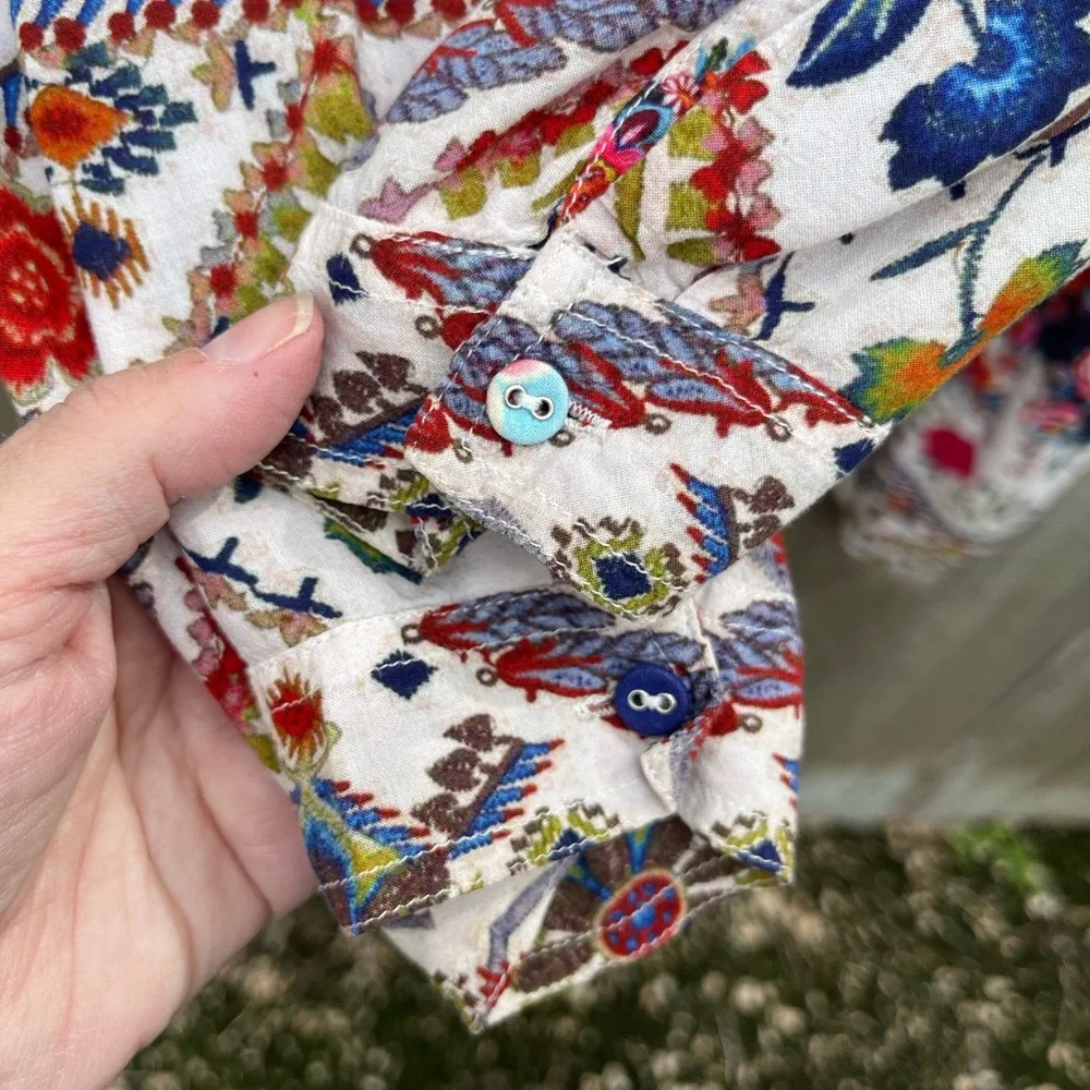 Johnny Was Multicolor Floral Button-Front Tunic - Picture 5 of 8